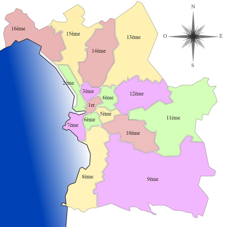 karte Marseļas arrondissement