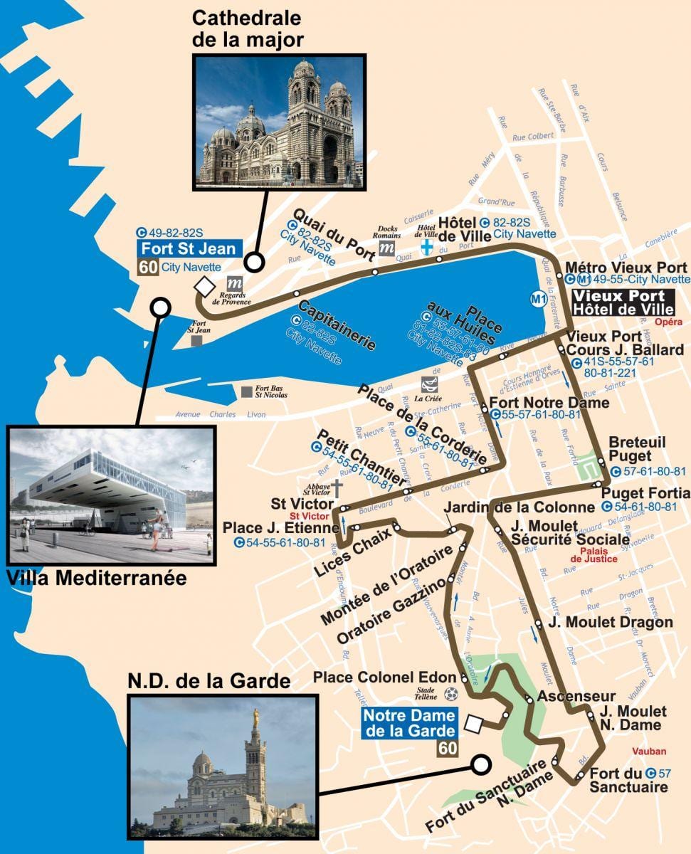 karte Marseļas autobusu 60 karte