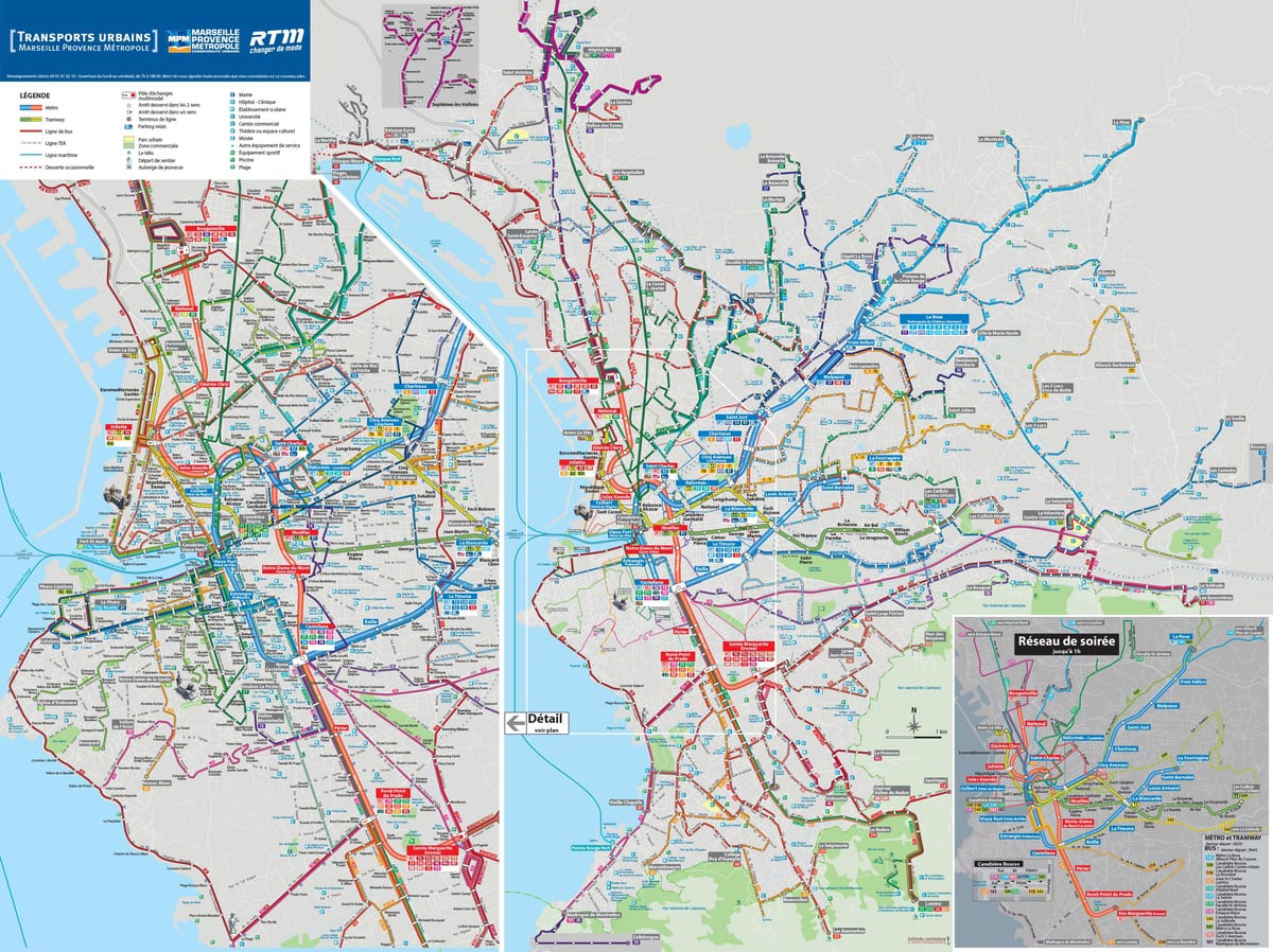 Marseļas autobusu maršruta karte
