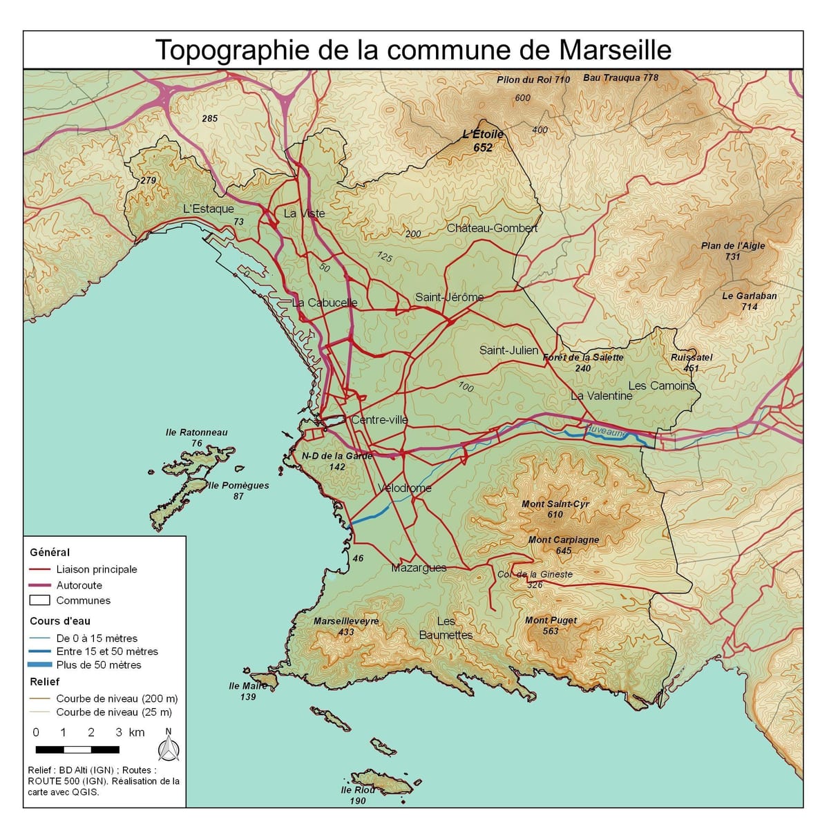 topogrāfiskās kartes no Marseļas