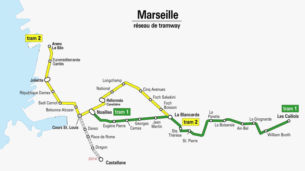 karte Marseļas tramvajs