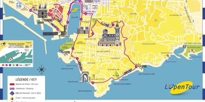 Marseļa, hop on hop off autobusā, maršruta karte