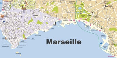 Marseļas pludmales karte
