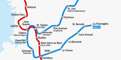 Karte Marseļas metro