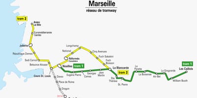 Karte Marseļas tramvajs